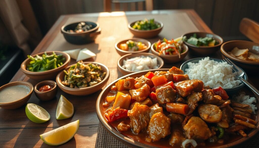 Filipino comfort food serving presentation