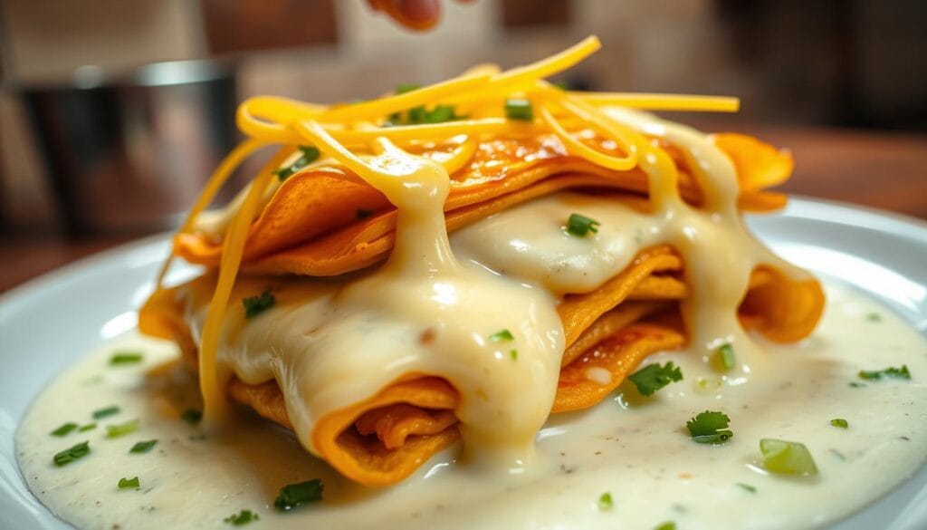 Monterey Jack Cheese Enchiladas Layering