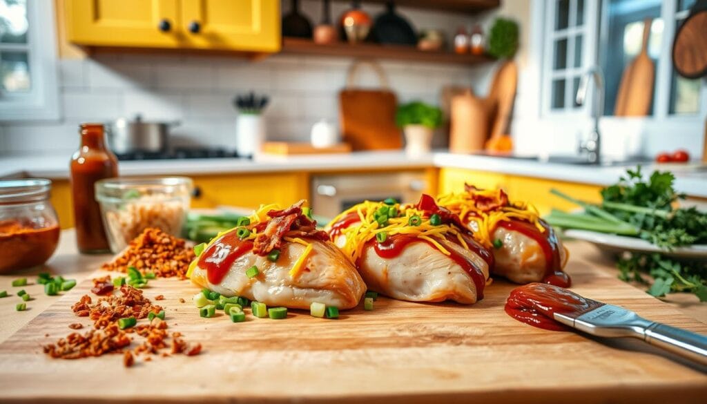 Cowboy BBQ Bacon Cheddar Chicken Preparation Cowboy BBQ Bacon Cheddar Chicken Preparation