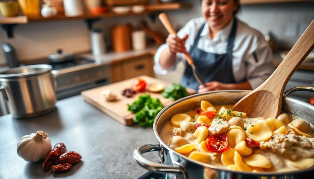 Marry Me Chicken Tortellini Cooking Process